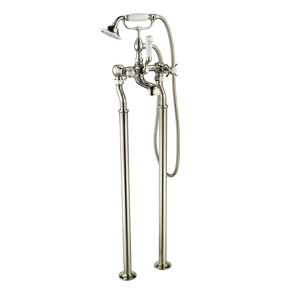 JTP Grosvenor Pinch Nickel Floorstanding Bath Shower Mixer with Kit Cut Out
